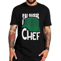 T-shirt humoristique "J'AI GLISSÉ CHEF" - Homme Bleu Marine