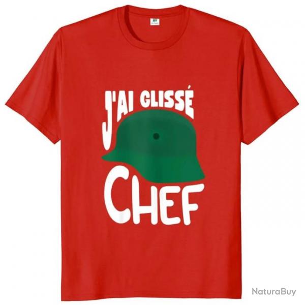 T-shirt humoristique "J'AI GLISS CHEF" - Homme Rouge