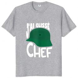 T-shirt humoristique "J'AI GLISSÉ CHEF" - Homme Gris