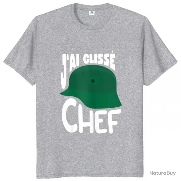 T-shirt humoristique "J'AI GLISS CHEF" - Homme Gris