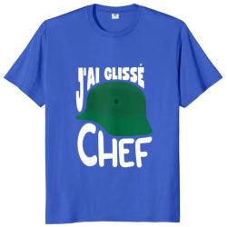 T-shirt humoristique "J'AI GLISSÉ CHEF" - Homme Bleu