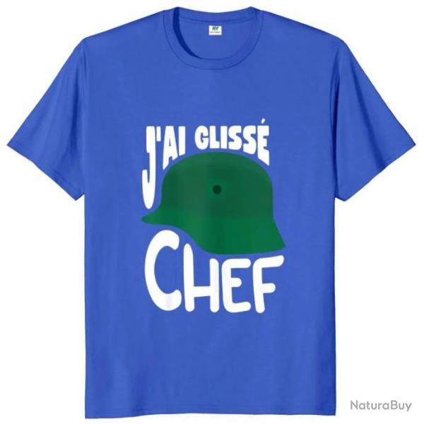 T-shirt humoristique "J'AI GLISS CHEF" - Homme Bleu