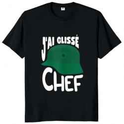 T-shirt humoristique "J'AI GLISSÉ CHEF" - Homme Noir