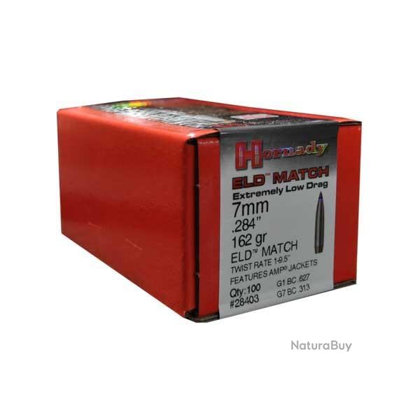 100 Ogives HORNADY Cal 7 mm (.284) ELD MATCH 162 grains