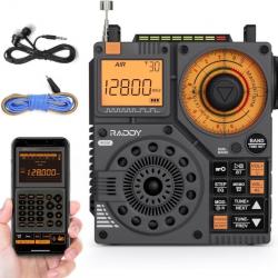 Radio à Ondes Courtes Portable de contrôle par Application avec Antenne Filaire, récepteur FM/AM/VHF