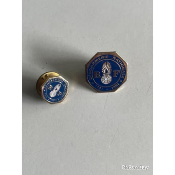 2 pin's gendarmerie nationale 1791-1991