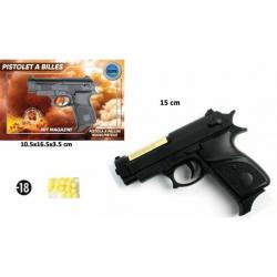 Pistolet billes joules : 0,4 Taille article : 15 cms Taille boîte : 10,5 x 16,5