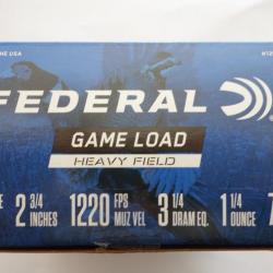 DM24.2 - LOT DE 100 CARTOUCHES FEDERAL GAME  LOAD  HEAVY  FIELD CAL 12X70 36GR N°7/5 OU 4