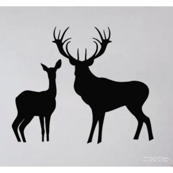 2x Autocollants cerfs et biche cibles ou dco voiture camping car ou autres noir ou blanc !