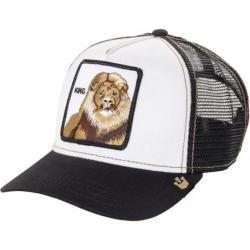 Casquette baseball arrière ouvert avec patch animal - Lion noir et blanc