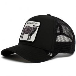 Casquette baseball arrière ouvert avec patch animal - Mouton noir