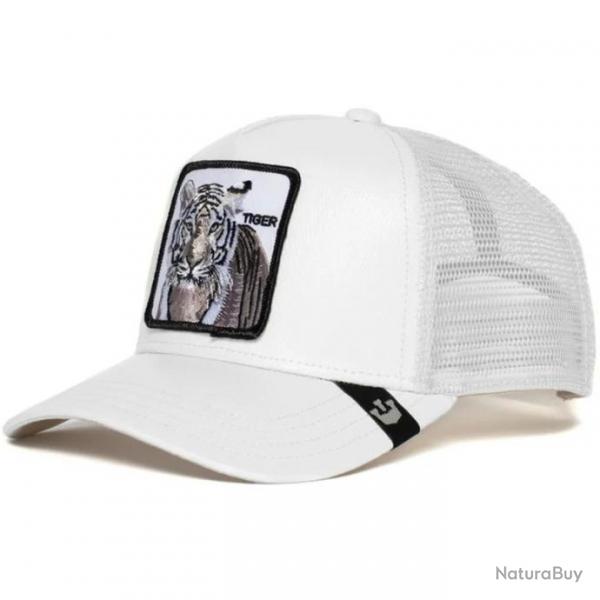 Casquette baseball arrire ouvert avec patch animal - Tigre blanc