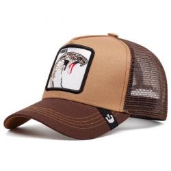 Casquette baseball arrière ouvert avec patch animal - Cobra marron tan