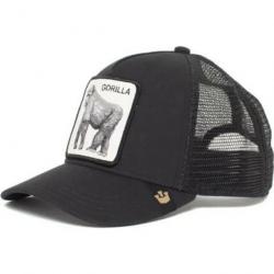 Casquette baseball arrière ouvert avec patch animal - Gorille noir