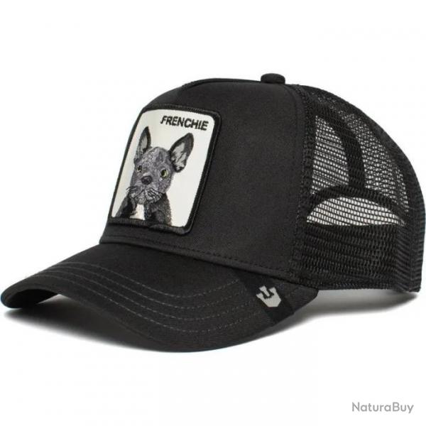 Casquette baseball arrire ouvert avec patch animal - Chien noir