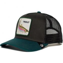 Casquette baseball arrière ouvert avec patch animal - Truite noir turquoise