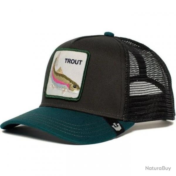 Casquette baseball arrire ouvert avec patch animal - Truite noir turquoise