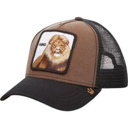 Casquette baseball arrière ouvert avec patch animal - Lion noir marron