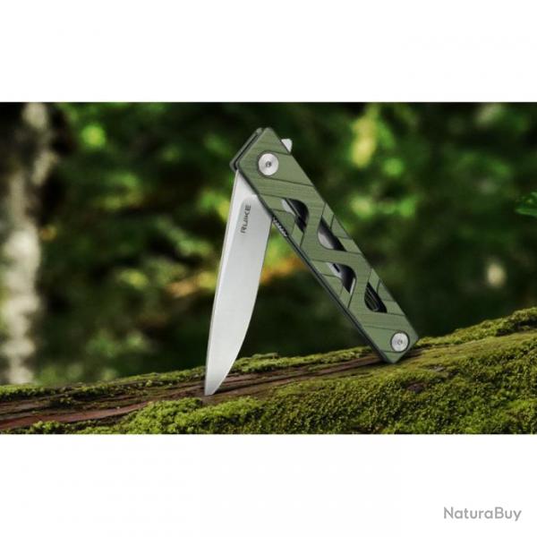 Couteau Ruike P878 Green Lame Acier 14C28N Manche Aluminium IKBS Linerlock Clip RKEP878AG