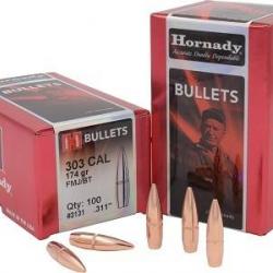 Boîte de 100 Ogives Hornady .303 .310 174gr FMJ BT (Réf. 3131)