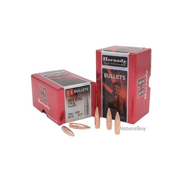 Bote de 100 Ogives Hornady .303 .310 174gr FMJ BT (Rf. 3131)