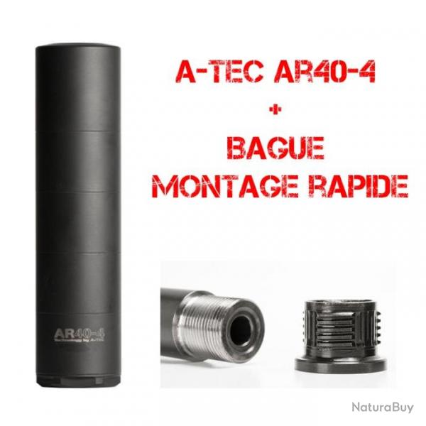 A-TEC - Modrateur AR 40-4 cal. 30 ATEC + BAGUE MONTAGE RAPIDE 18x100 16X100