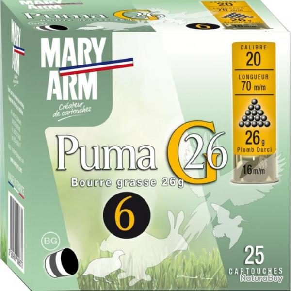 CARTOUCHE DE CHASSE MARY ARM PUMA BG26 - CALIBRE 20 6