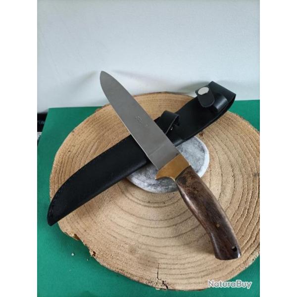 COUTEAU AVENTURIER  LAME FIXE TOMBANTE 30 CM & TUI - BOIS FONC ACACIA Longueur totale (cm) : 30
