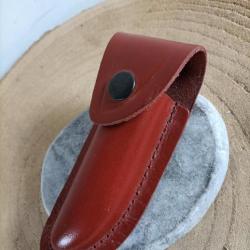 Etui cuir de vachette pour couteau pliant type Laguiole 12 cm fermé passant pour ceinture Réf :E2071