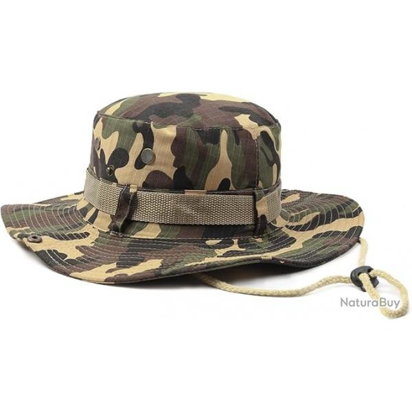 Chapeau d't  Large bird Chasse Safari Buisson Jungle Randonne Camping Marron/Camouflage