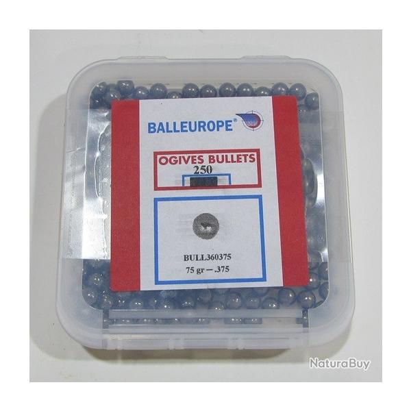 boite de 250 balles ronde poudre noire balleurope cal 36/375