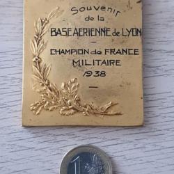 Médaille de table plaque souvenir Base Aérienne Lyon 1938