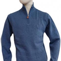 PULL LAINE COL ZIPPÉ "BLEU JEANS" LOVERGREEN