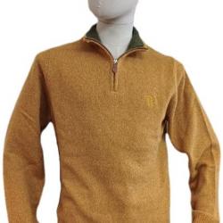 PULL LAINE COL ZIPPÉ "OCRE" LOVERGREEN