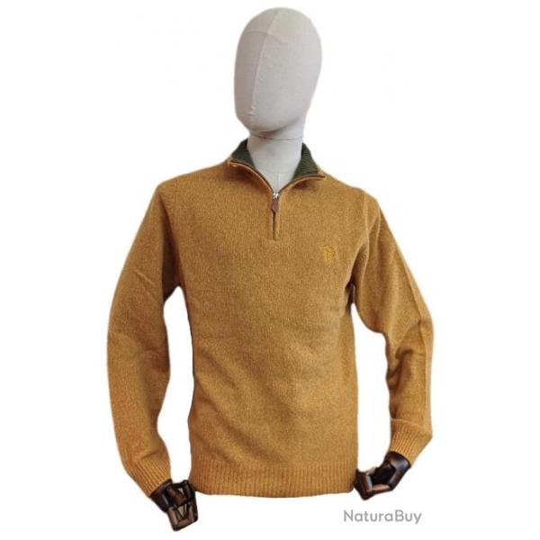 PULL LAINE COL ZIPP "OCRE" LOVERGREEN