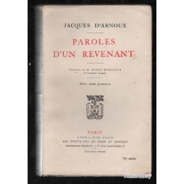 paroles d'un revenant de jacques d'arnoux , guerre 1914 1918 aviation-hopitaux