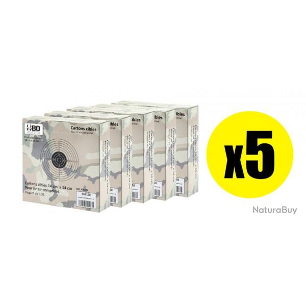 Pack Cibles cartonnes 14 x 14 cm Shoot Again (x5) Pack 500 cibles blanches avec centre noir