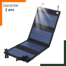 Chargeur avec panneau solaire pliable - 2 x port USB -  Noir - Transportable Livraison gratuite