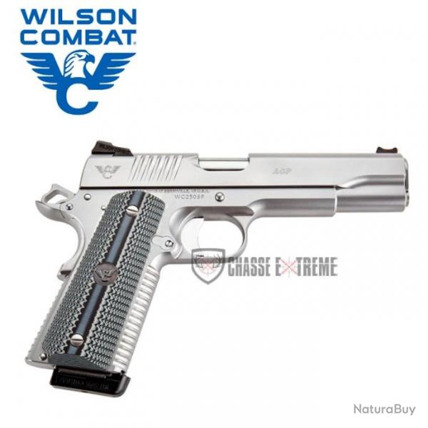 Pistolet WILSON COMBAT 1911 Acp Full Size Stainless Cal 45 Acp Plaquettes G10 Gris/Noir