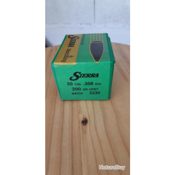 100 balles Sierra match king HPBT 200 grains cal .308 ref 2230