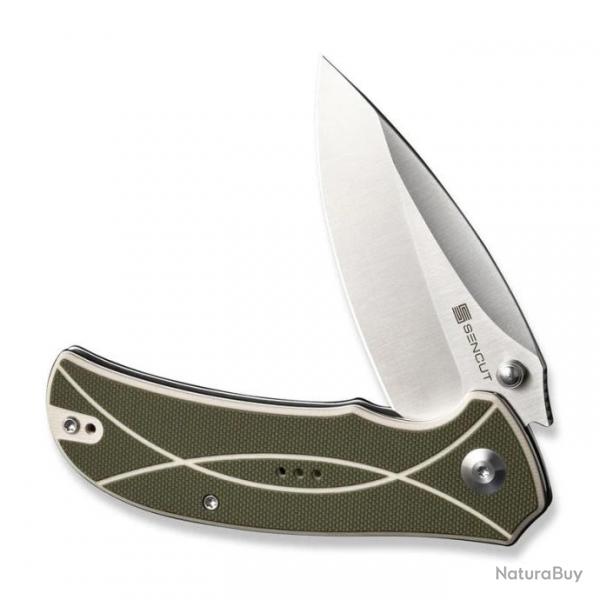 Couteau Sencut Hyrax Green/Ivory Manche G10 Lame Acier 9Cr18MoV Satin IKBS Linerlock Clip S230972