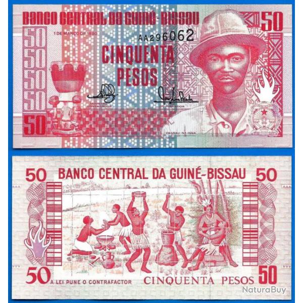 Guinee Bissau 50 Pesos 1990 Neuf Serie AA Billet Afrique Pansau Na Isna