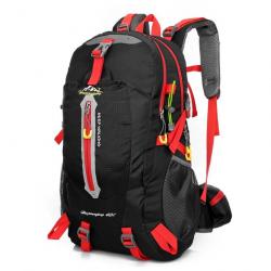 Sac à dos Militaire 40L Étanche Voyage Camping Randonnée Noir/Rouge