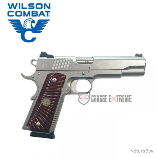 Pistolet WILSON COMBAT 1911 Acp Full Size Stainless Cal 9x19 Plaquettes Coco Bolo