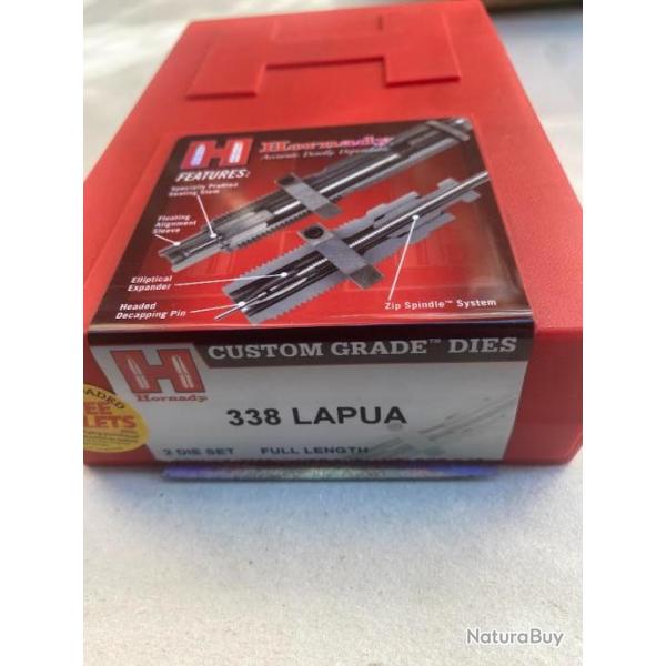 Jeu de 2 outils Custom Grade Dies marque Hornady calibre 338 Lapua Magnum