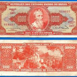 Bresil 1000 Cruzeiros 1963 Estampa 2A Signature 12 Billet Brasil Brazil Amerique