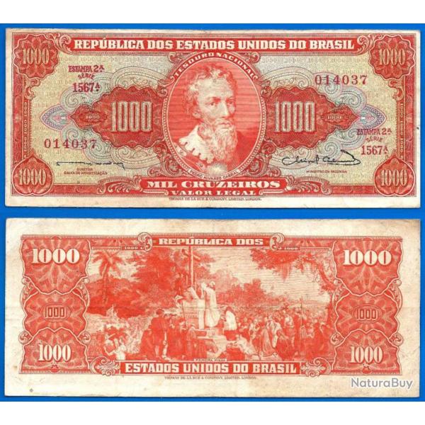 Bresil 1000 Cruzeiros 1963 Estampa 2A Signature 12 Billet Brasil Brazil Amerique