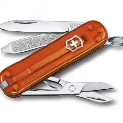 BEL1059 COUTEAU SUISSE VICTORINOX CLASSIC SD FIRE OPAL ORANGE TRANSLUCIDE 7 FONCTIONS NEUF