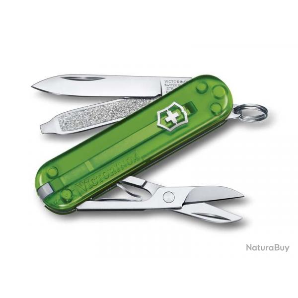 BEL1065 COUTEAU SUISSE VICTORINOX CLASSIC SD TRANSLUCIDE GREEN TEA 7 FONCTIONS NEUF