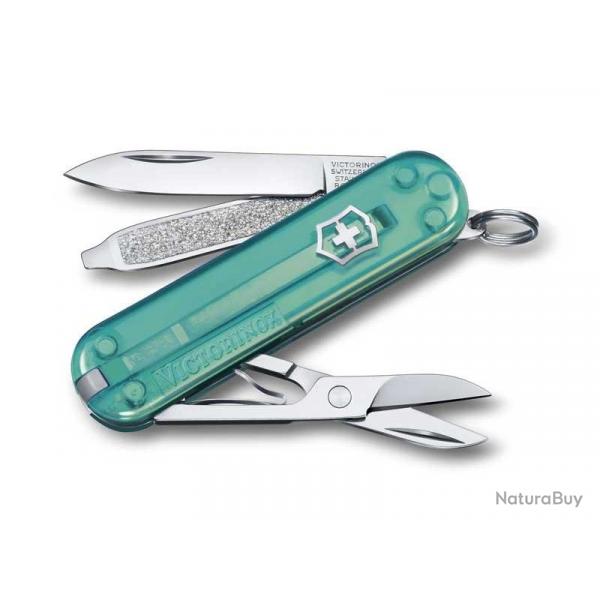 BEL1068 COUTEAU SUISSE VICTORINOX CLASSIC SD TROPICAL SURF TRANSLUCIDE 7 FONCTIONS NEUF